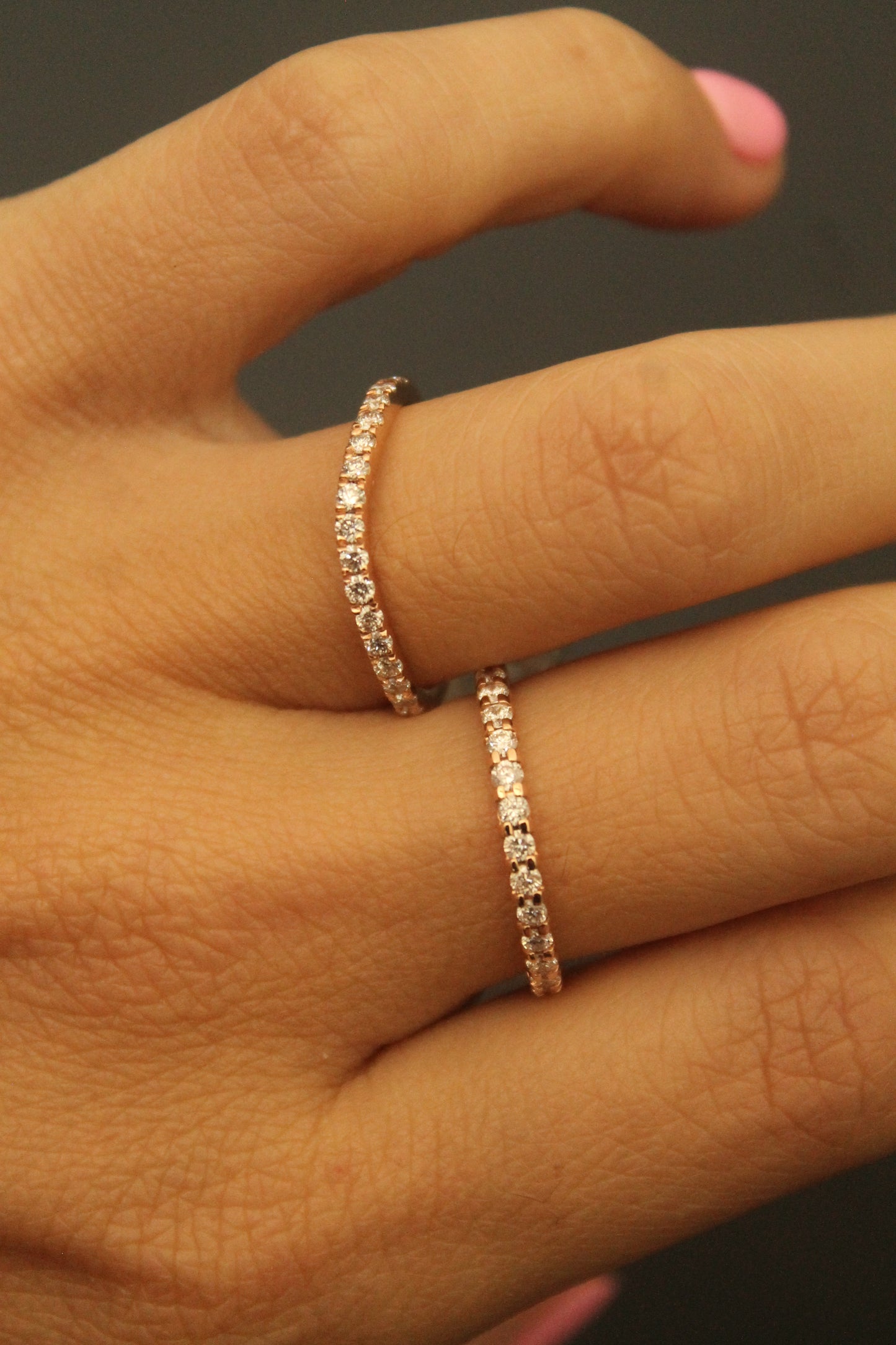 14K Rose Gold Curved Diamond Wedding Band