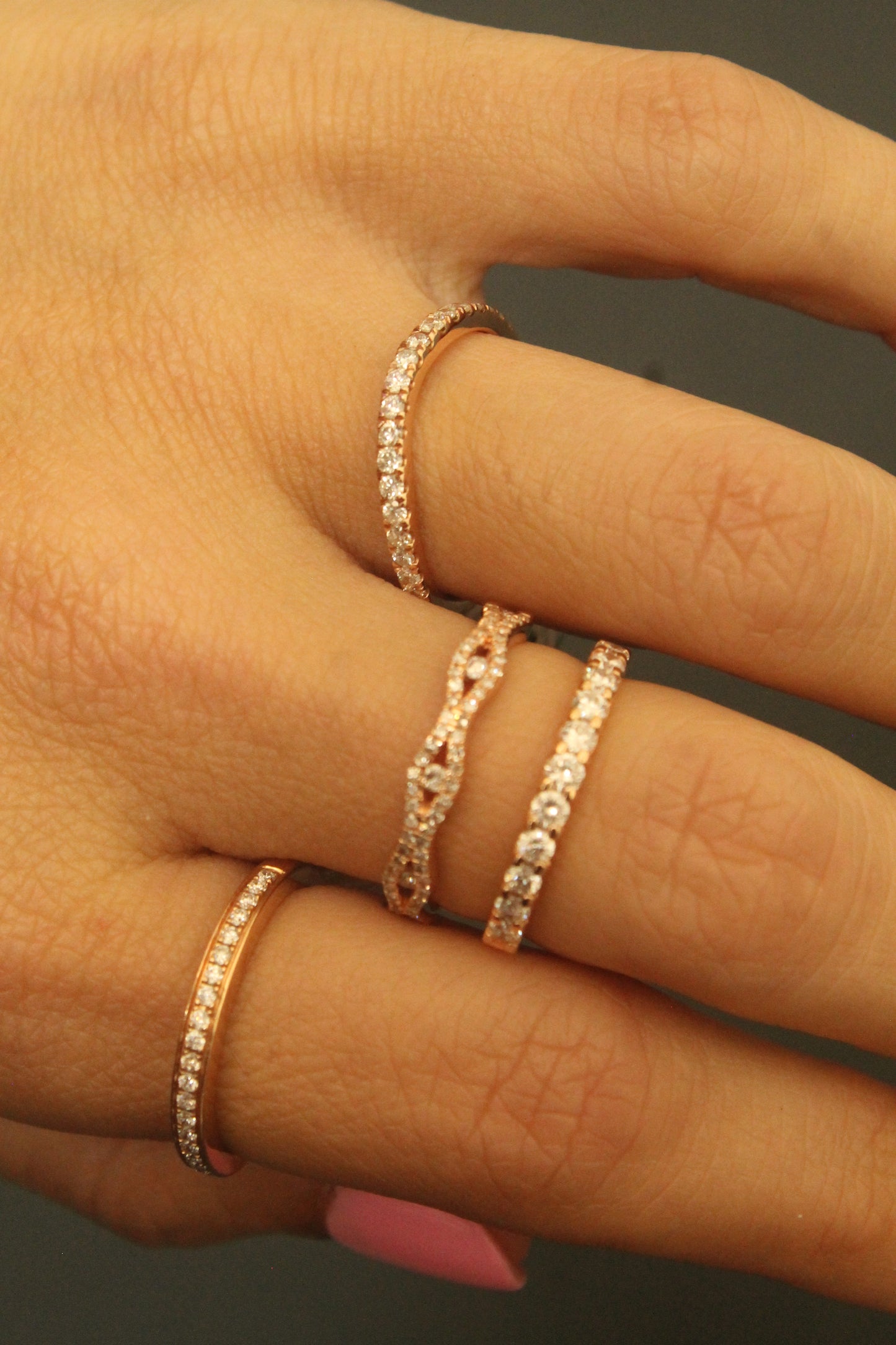 14K Rose Gold Diamond Wedding Band