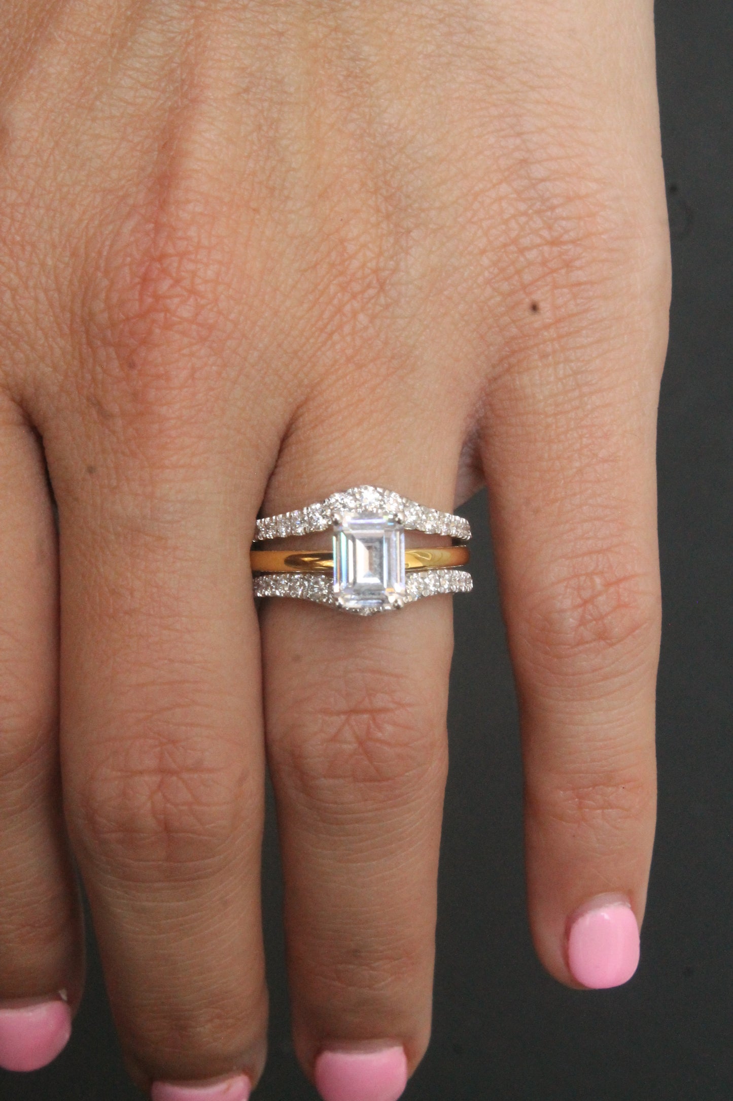 14K Yellow Gold Curved Diamond Ring Guard