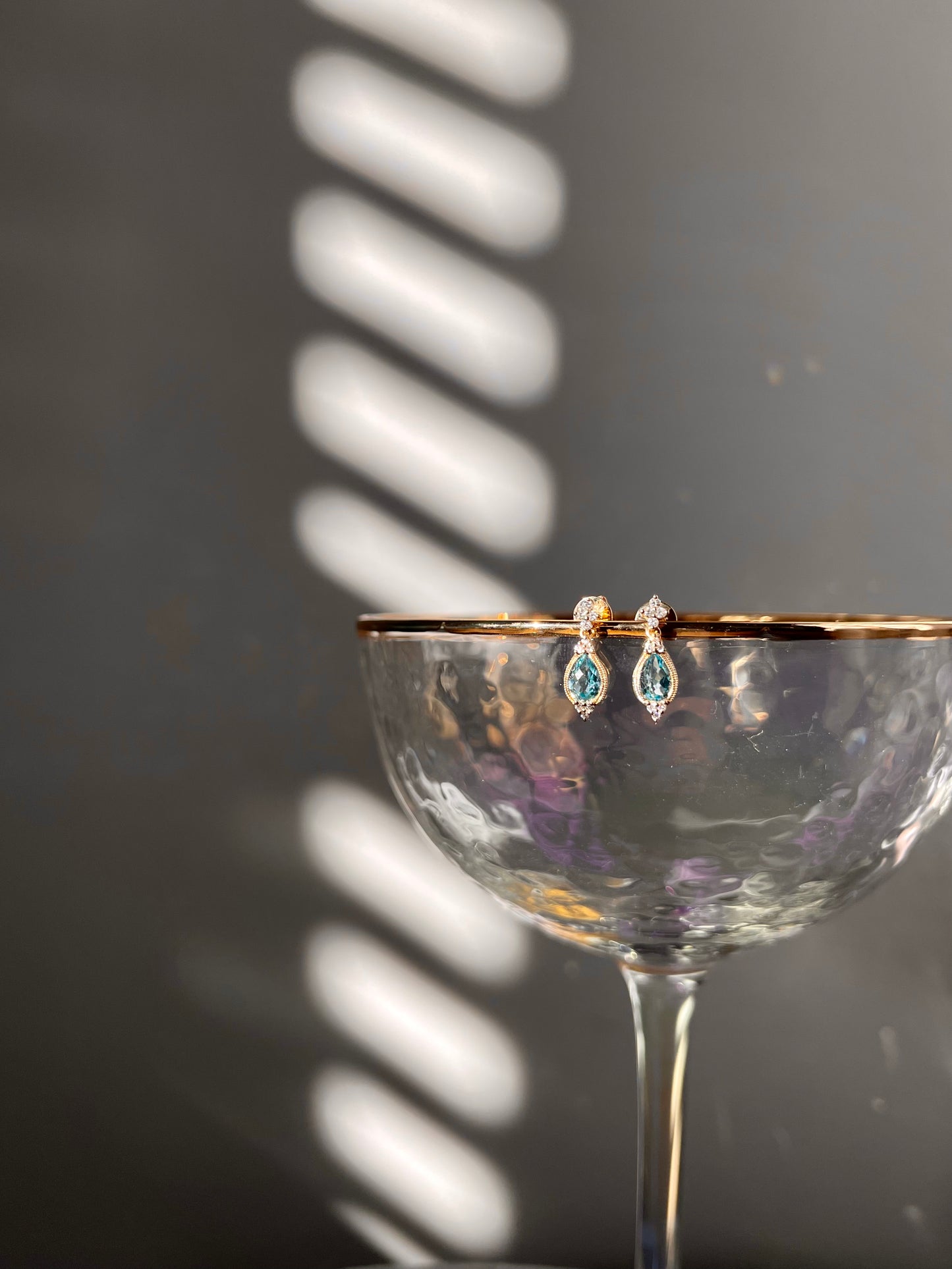 14K Yellow Gold Blue Topaz & Diamond Earrings