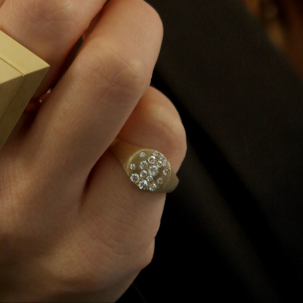 14K Yellow Gold Diamond Confetti Pinky Ring