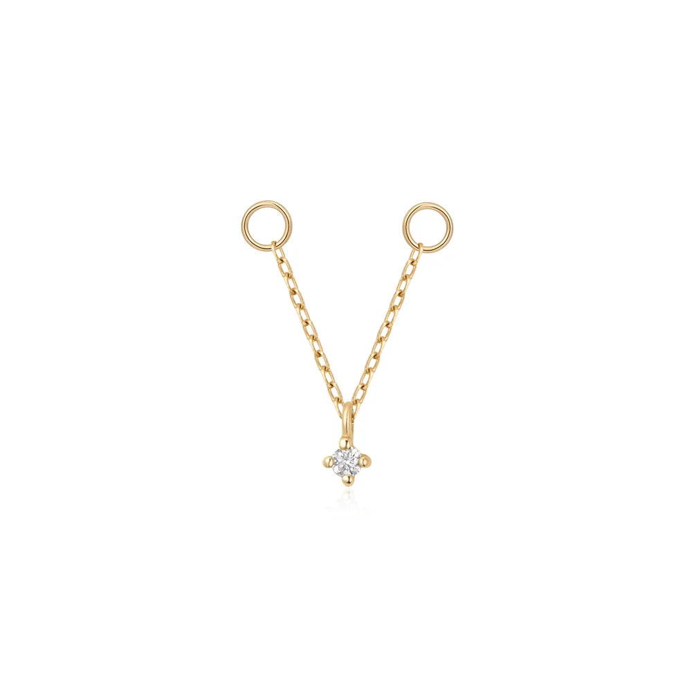 JORDAN | 14K Yellow Gold Diamond Chain Drop Earring Charm