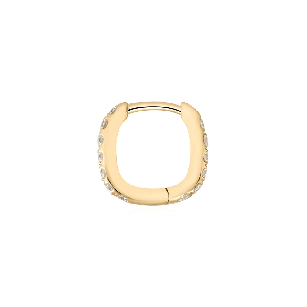 KARLIE | 14K Yellow Gold Diamond Oval Paperclip Huggie Hoop