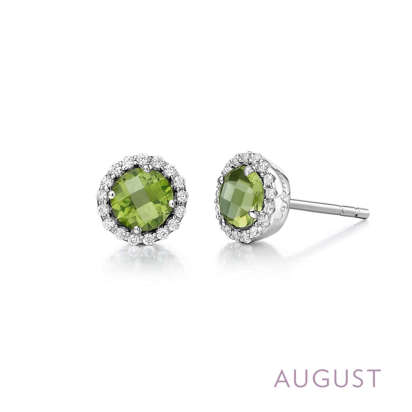 LAFONN | Sterling Silver Platinum Bonded Birthstone Halo Studs