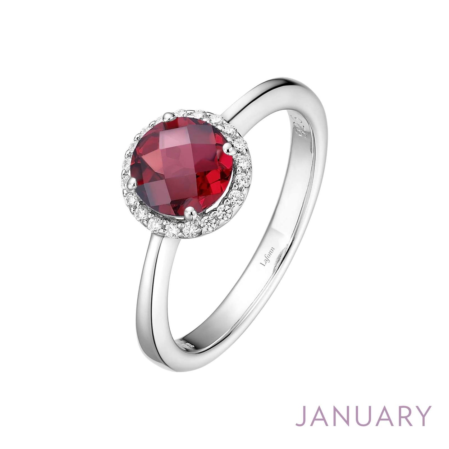 LAFONN | Sterling Silver Platinum Bonded Birthstone Halo Ring