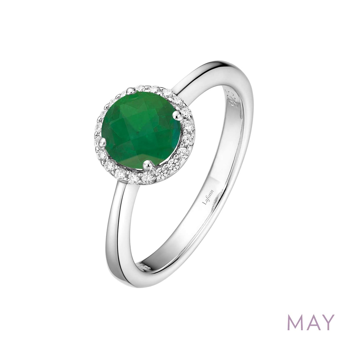 LAFONN | Sterling Silver Platinum Bonded Birthstone Halo Ring