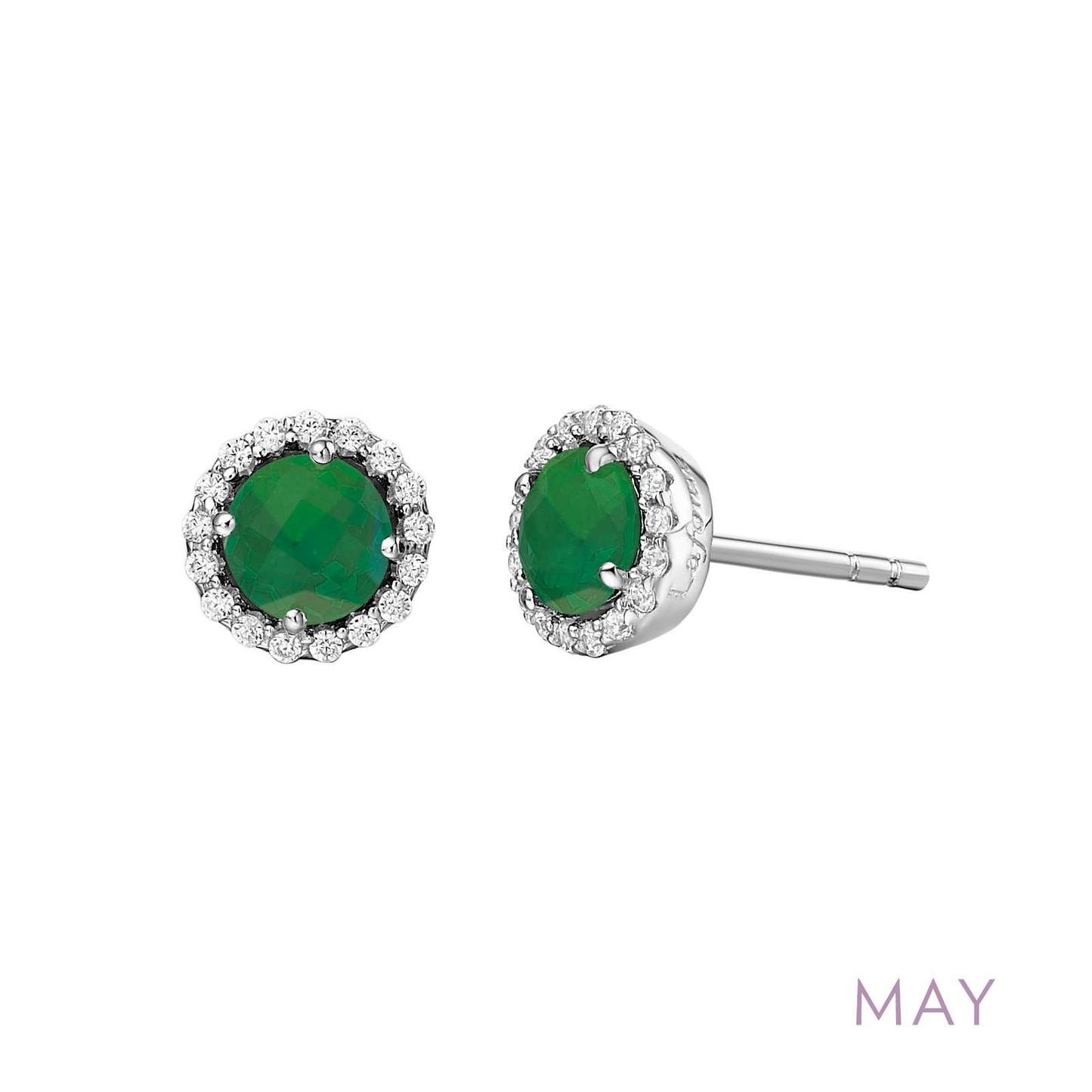 LAFONN | Sterling Silver Platinum Bonded Birthstone Halo Studs