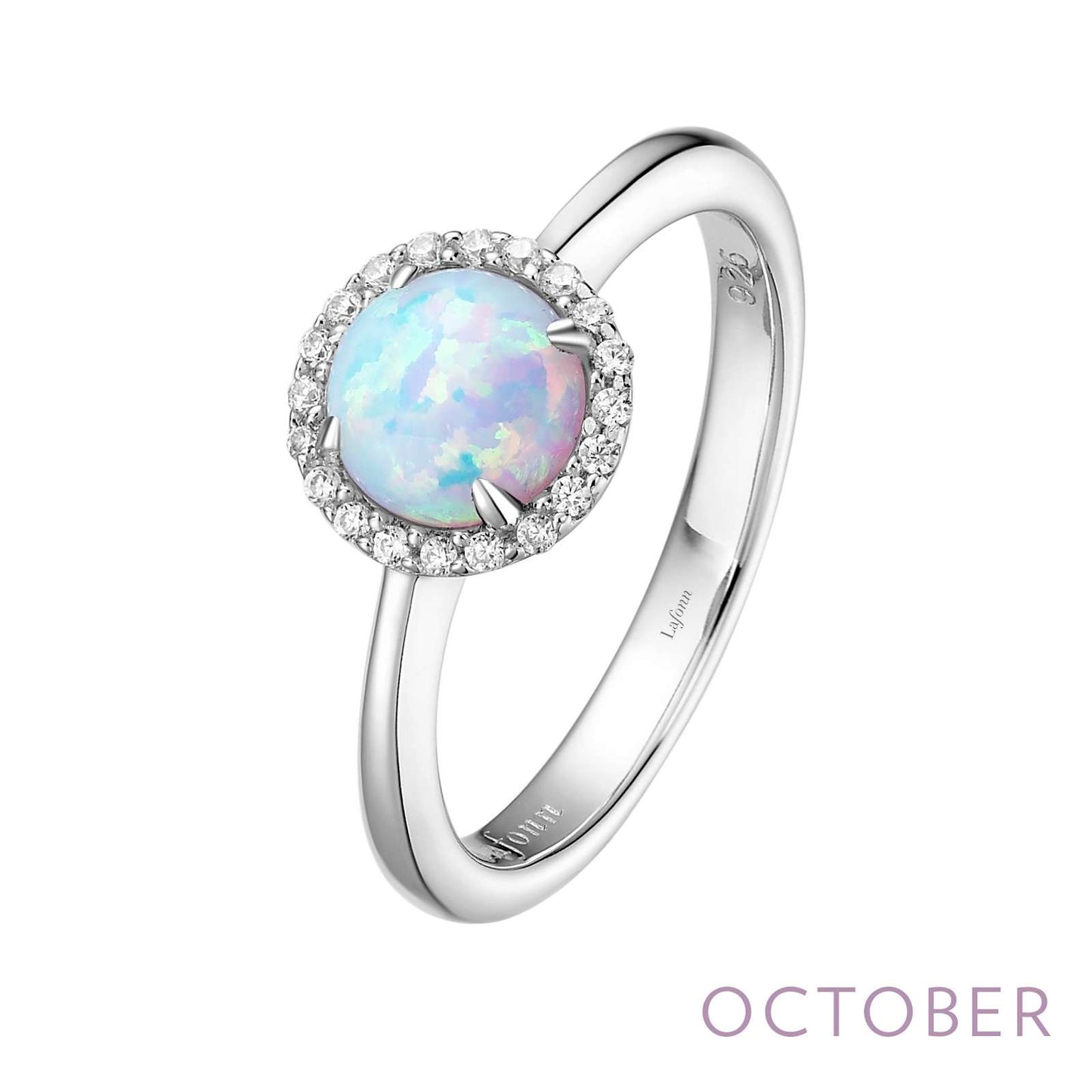 LAFONN | Sterling Silver Platinum Bonded Birthstone Halo Ring