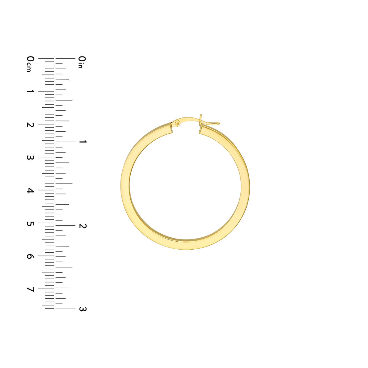14K Yellow Gold Square Tube Hoops - 3 x 40mm