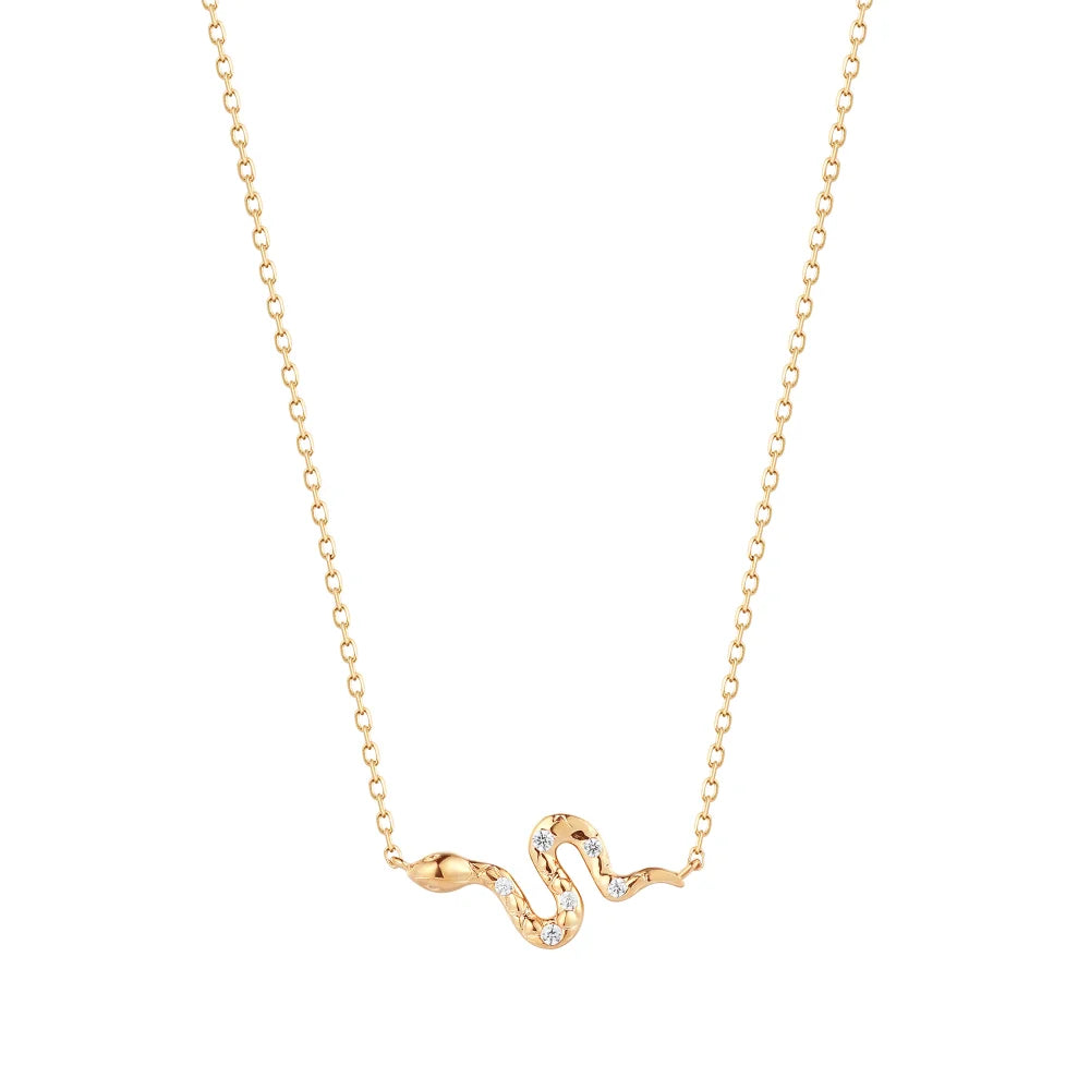 NEFERTITI | 14kyg Diamond Snake Necklace