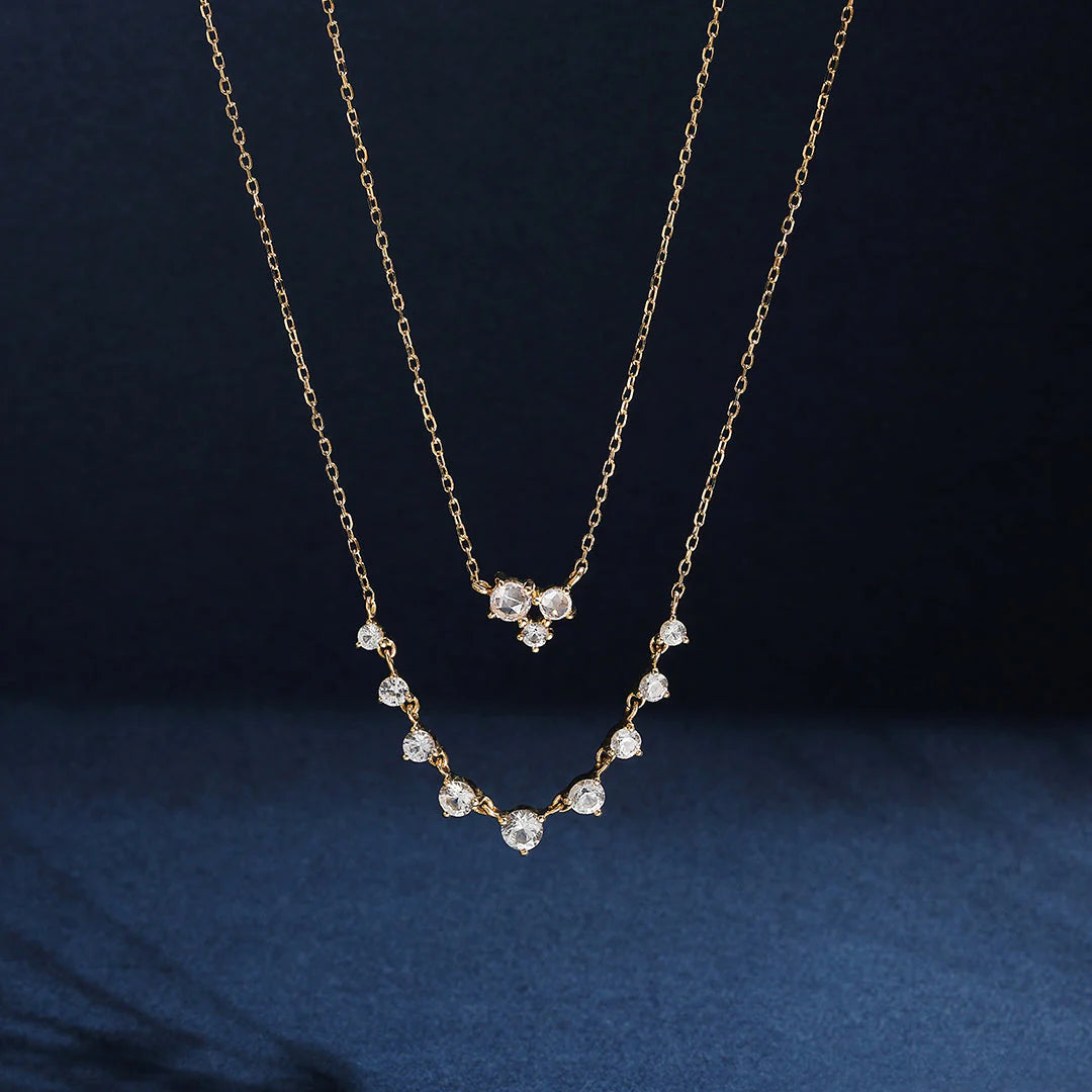 NORMA | 14K Yellow Gold Rose Cut Triple White Sapphire Necklace