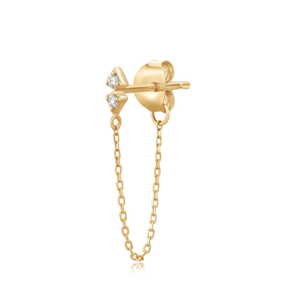PAISLEY | 14K Yellow Gold Diamond & Chain Front/Back Stud Earring