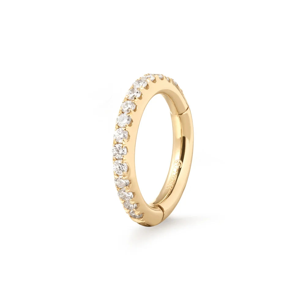 REBA | 14K Yellow Gold Diamond Huggie Hoop