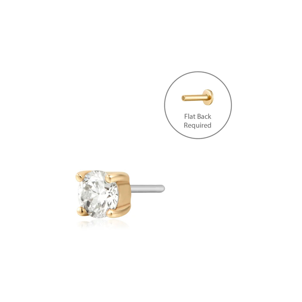 REESE - 2.5mm | 14K Yellow Gold 2.5mm Diamond Piercing Earring Front