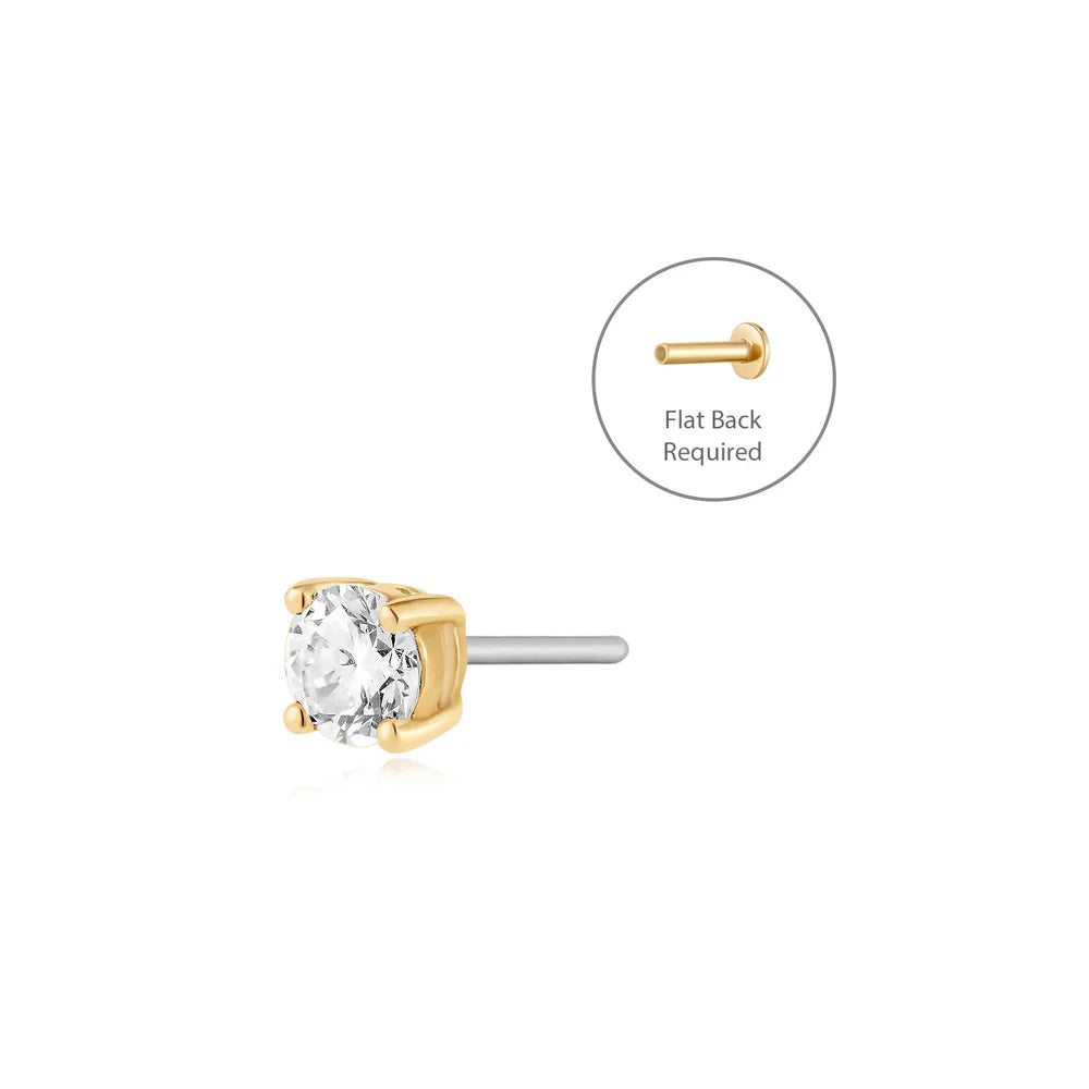 REESE- 3.2mm | 14K Yellow Gold Diamond Piercing Earring Front