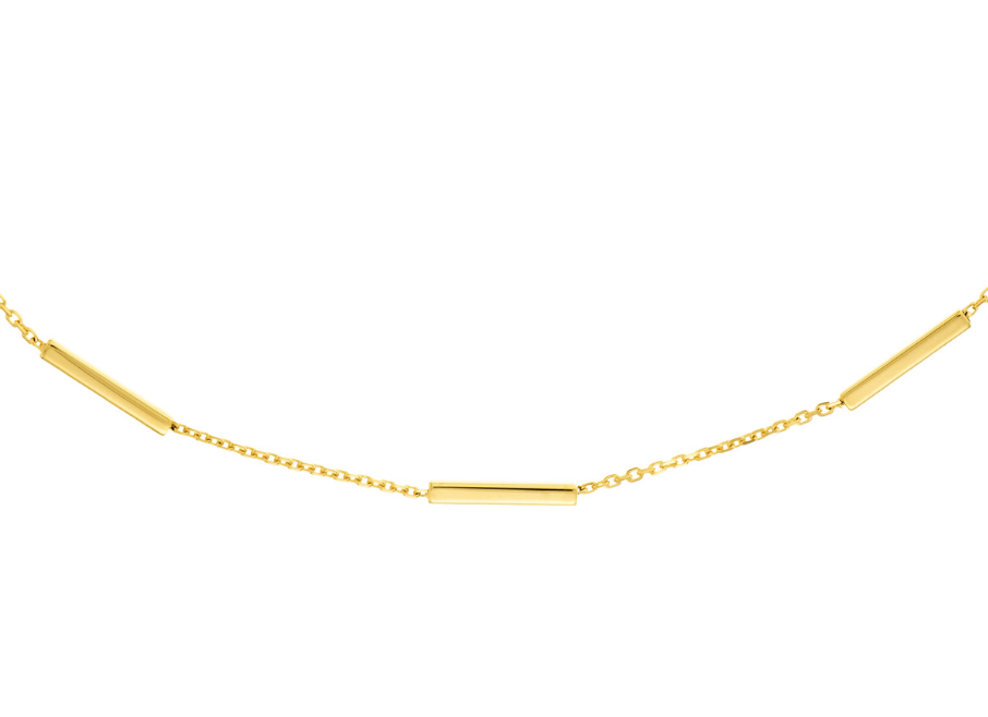 14K Yellow Gold Bar Stations Adjustable Choker