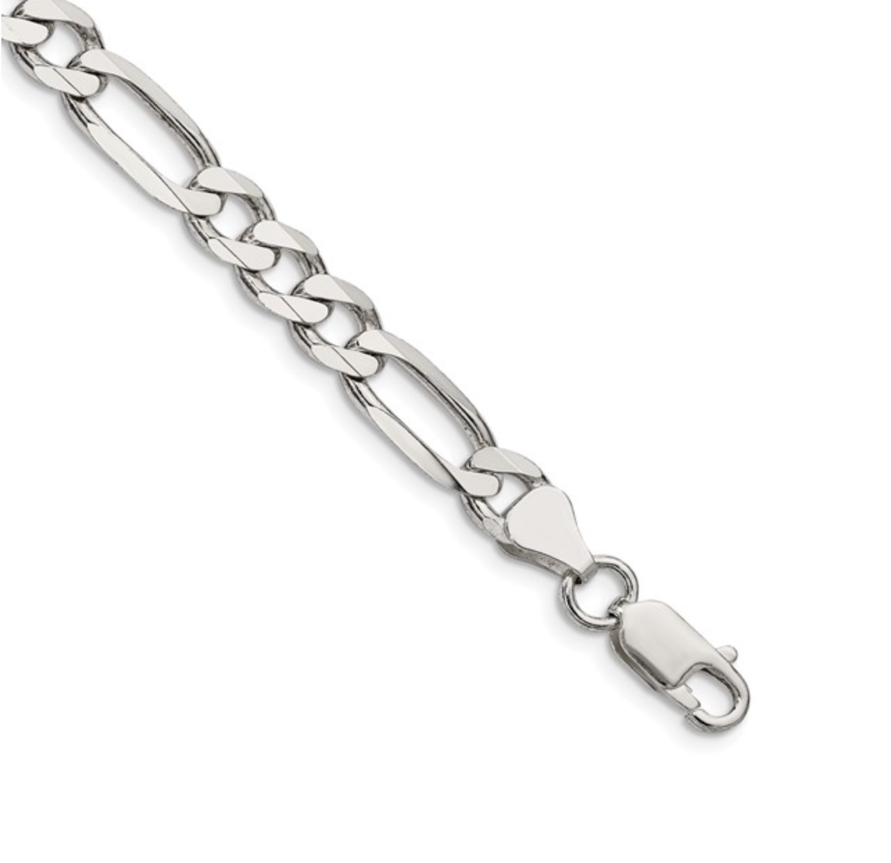 Sterling Silver 6.75mm Figaro Bracelet 8in
