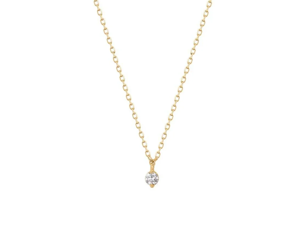 ESME | 14K Yellow Gold Floating Diamond Solitaire Necklace