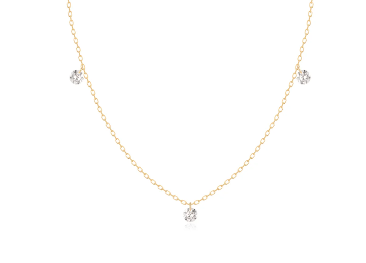 POISE | 14K Yellow Gold Triple Dashing Diamond Necklace
