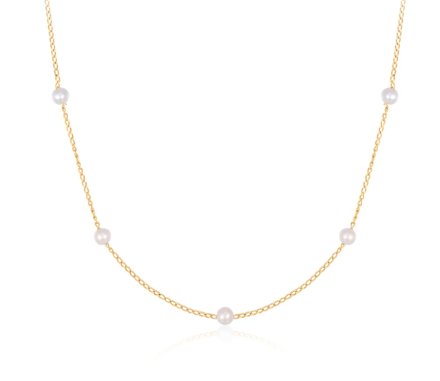 CAROLINA | 14K Yellow Gold Pearl Station Necklace