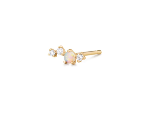 VENUS | 14K Yellow Gold Opal and Diamond Stud