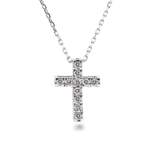 14K Gold 1/6ctw Diamond Cross Necklace