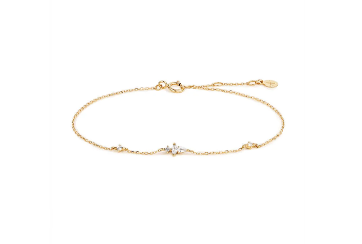 CAMI | 14K Yellow Gold Pear & Round White Sapphire Bracelet