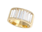 14K Yellow Gold 2.85ctw White Topaz Baguette Cigar Band