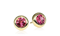 14K Yellow Gold 1.45ctw Pink Tourmaline Chubby Bezel Studs