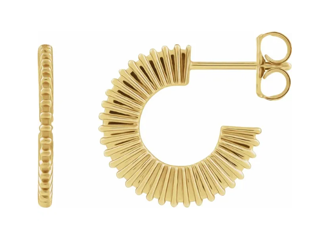 14K Yellow Gold Starburst Hoops