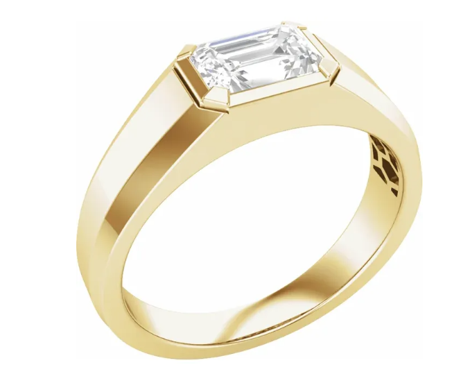 14K 1ct Emerald Cut Mens Ring
