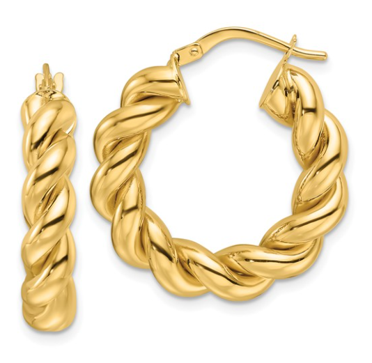 10K Yellow Gold Twisted Hoops