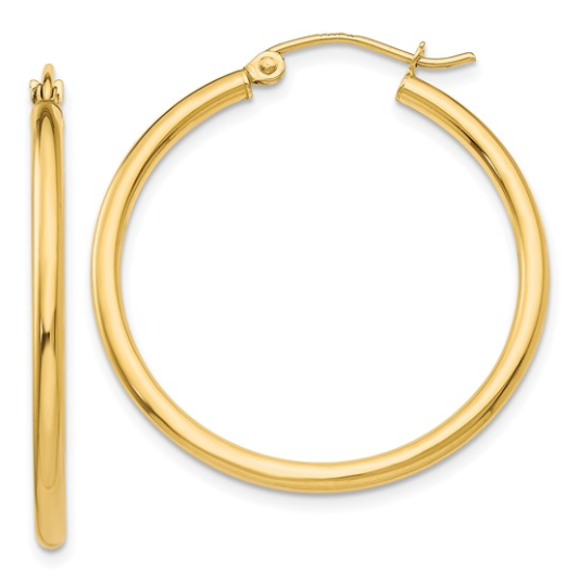 10K Yellow Gold Hoops - 2 x 30mm