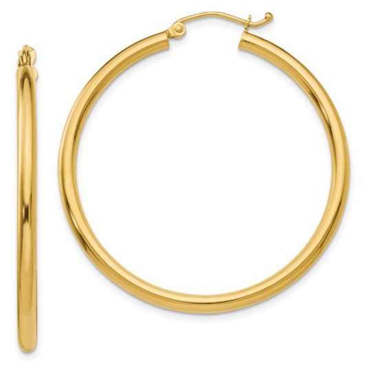 10K Yellow Gold Hoops - 2.5 x 40mm