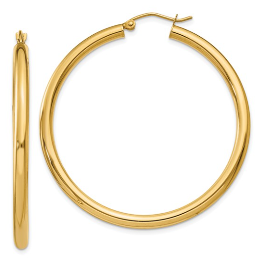 10K Yellow Gold Hoops - 3 x 45mm