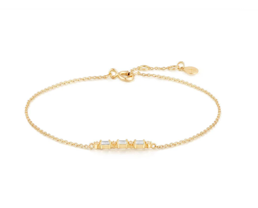 AMELIA | 14K Yellow Gold White Sapphire Baguette Bracelet