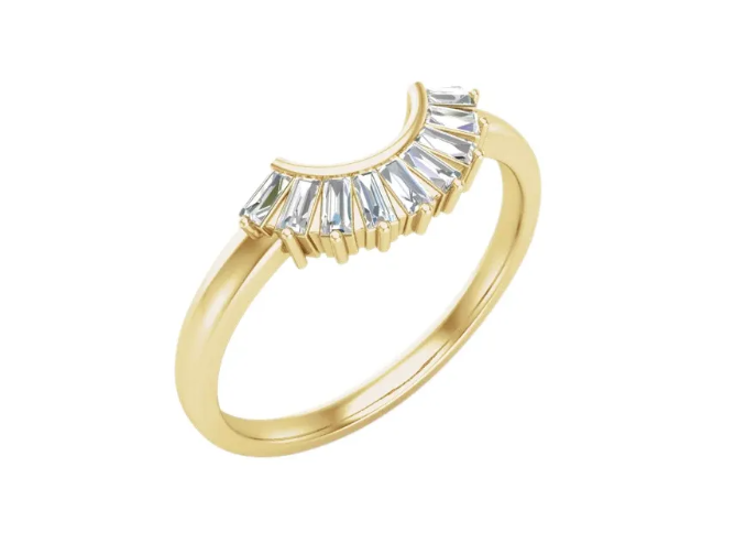 14K Yellow Gold Baguette Diamond Contour Band