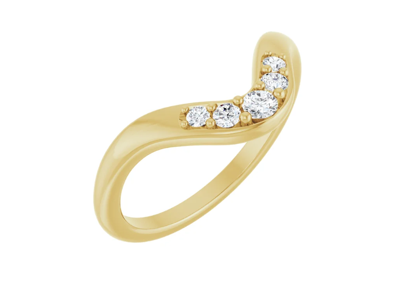 14K Yellow Gold Diamond Contour Band