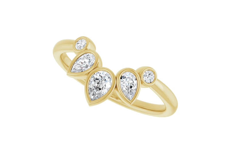 14K Yellow Gold Bezel-Set Diamond Contour Band