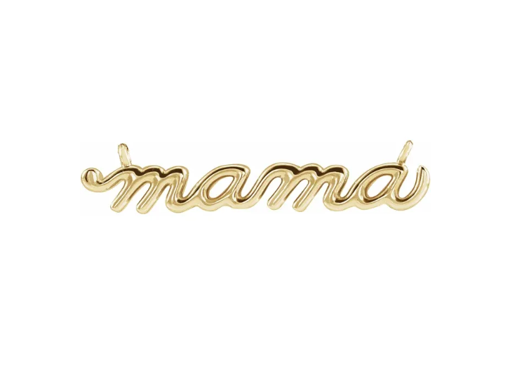14K Yellow Gold MAMA Necklace Center - PIck your Chain