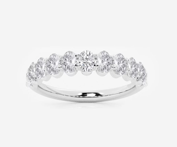 14K White Gold 10-Stone Oval Lab-Grown Diamond Band