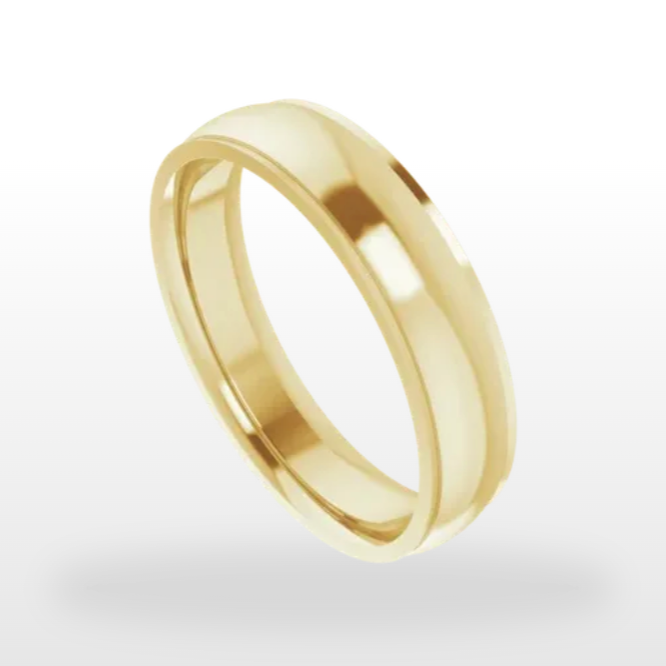 14K Yellow Gold Stepped Edge Men's Wedding Band