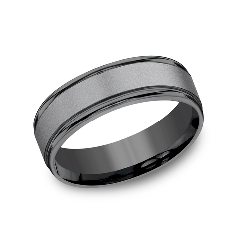 Dark Grey Tantalum w/ Satin Center Men's Wedding Band
