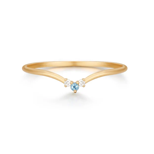 GEMMA | 14K Yellow Gold Aquamarine & Diamond Ring