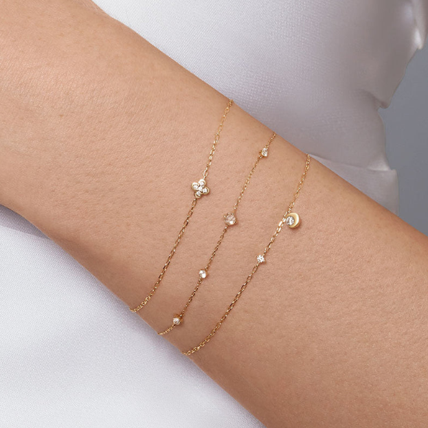 ISOLDE | 14K Yellow Gold Lab Grown Diamond Clover Bracelet