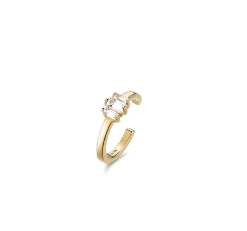 IZZY | 14K Yellow Gold Trio Baguette White Topaz Ear Cuff