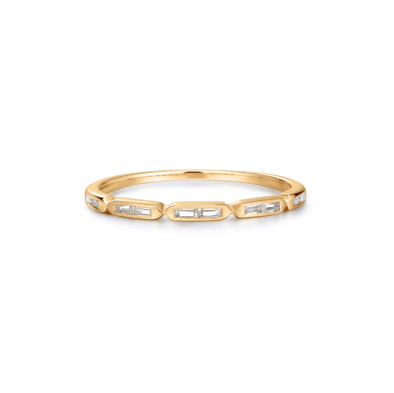 SOFIA | 14K Yellow Gold White Sapphire Baguette Ring