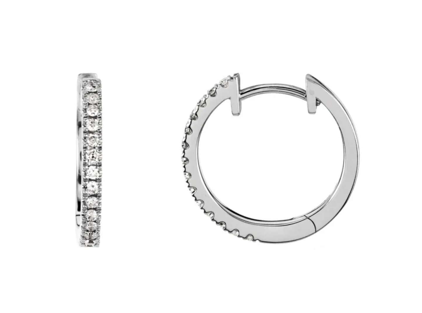 14K Diamond Huggie Hoop Earrings