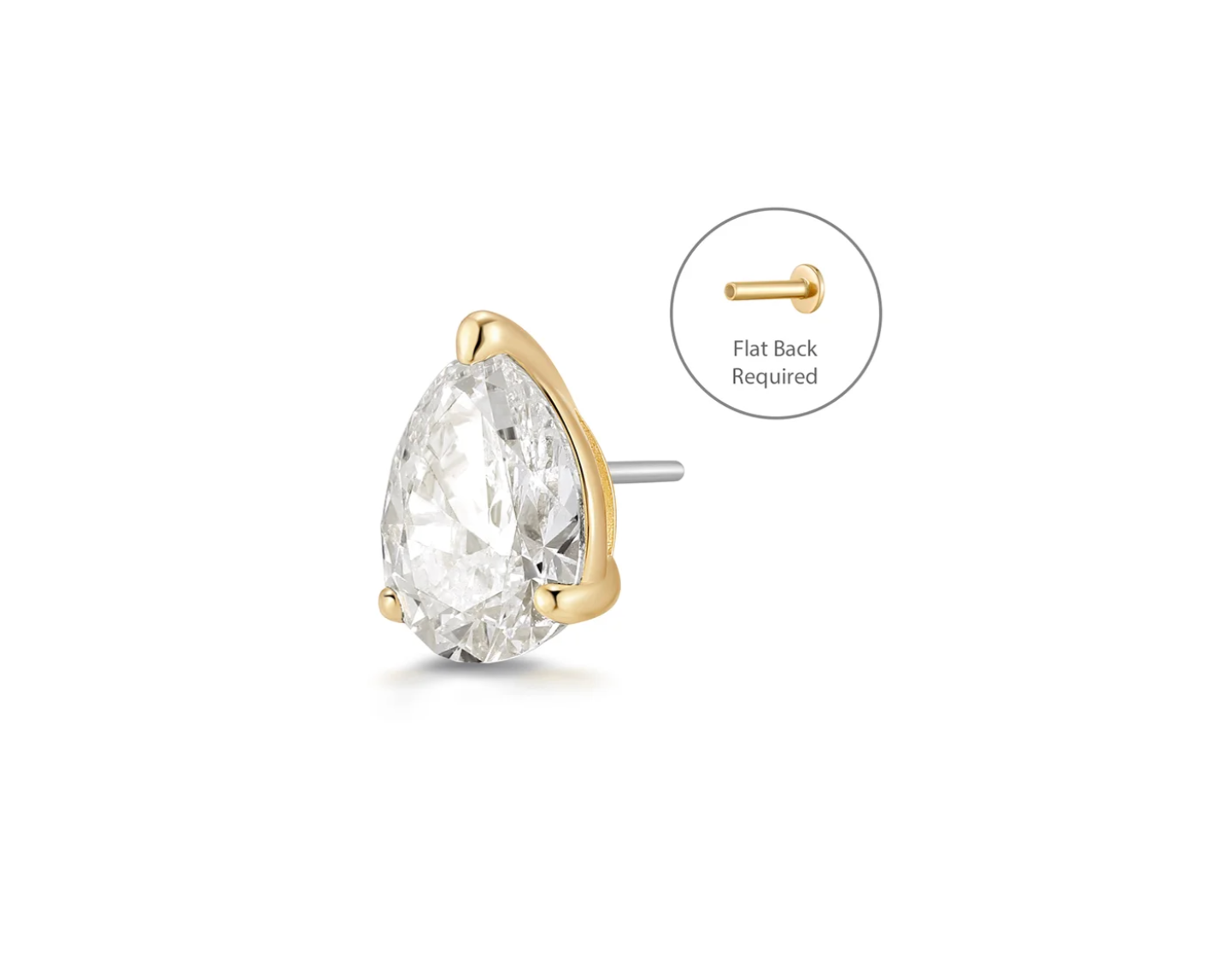IGGY | 14K Yellow Gold Pear Diamond Piercing Earring Front