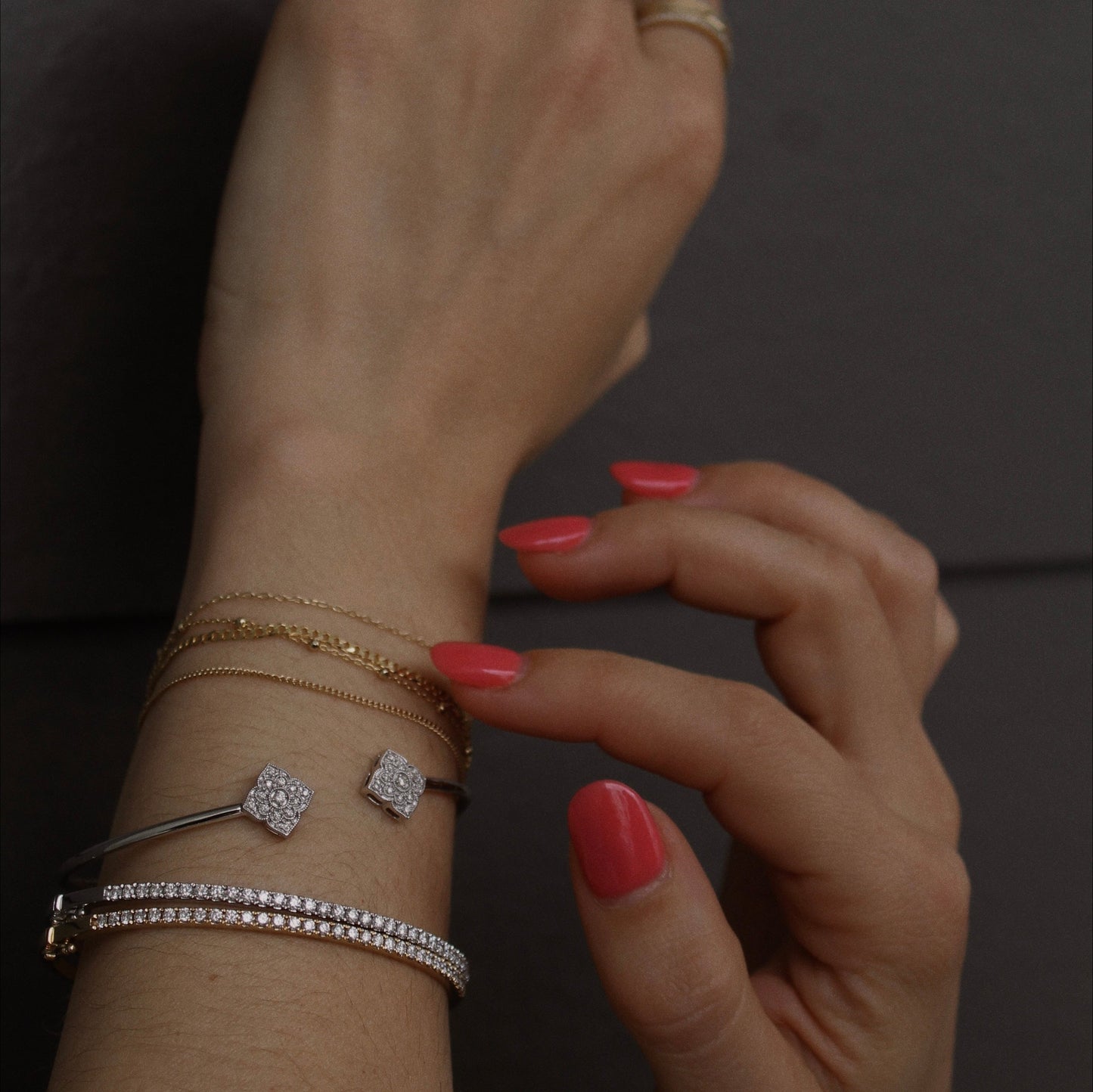 10k White Gold Diamond Vintage/Milgrain Cuff Bracelet